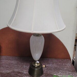 Vintage Brass Table Lamp MCM Hollywood Regency Frosted Globe